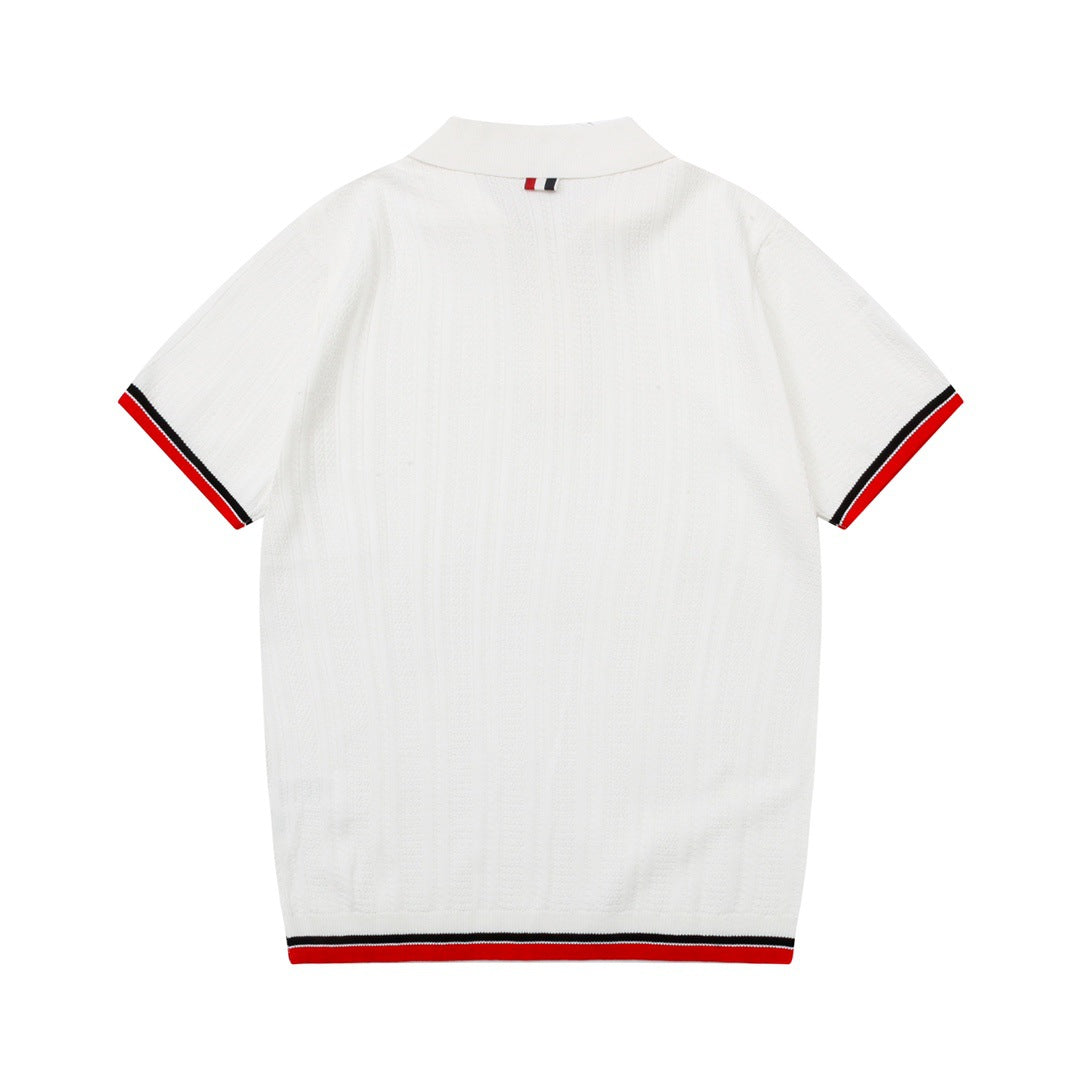 Four-Bar Stripe Knit Polo | Thom Browne