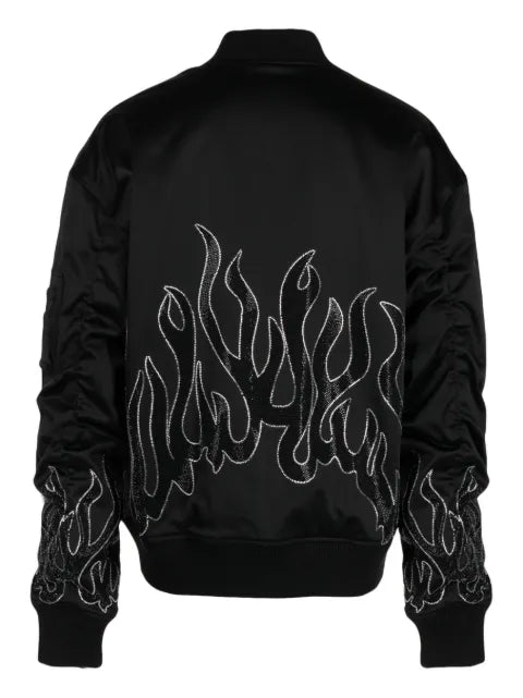 Haculla flame-print zipped bomber jacket