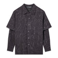 Black Textured Print Two-Layered L/S Shirt