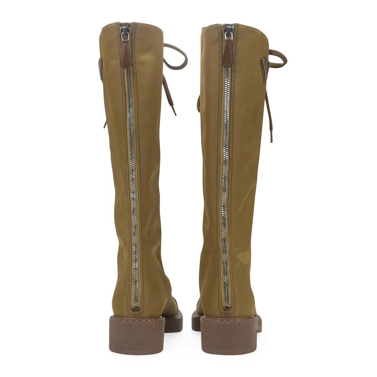COMBAT LOGO TALL BOOTS BROWN KNEE-HIGH BOOTS
