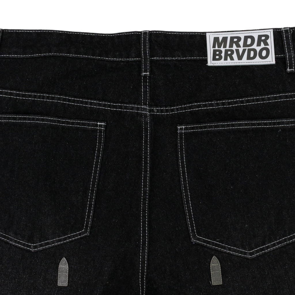 BLACK AMPLIFIED STRAIGHT-FIT JEANS