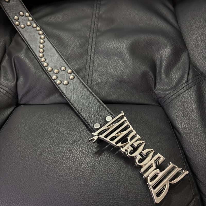 Twisted Studded Belt Dark Y2K Silver Irregular Letter Buckle Waist