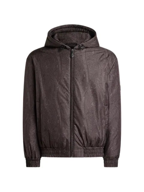 ETRO padded bomber jacket with hood and arnica motif