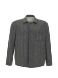 Eleventy herringbone-pattern wool-blend shirt jacket