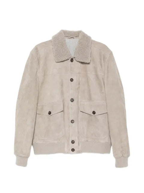 Eleventy shearling-collar suede jacket