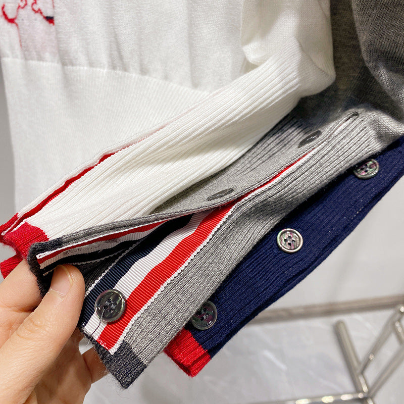 Thom Browne Embroidered Short Sleeve Sweater