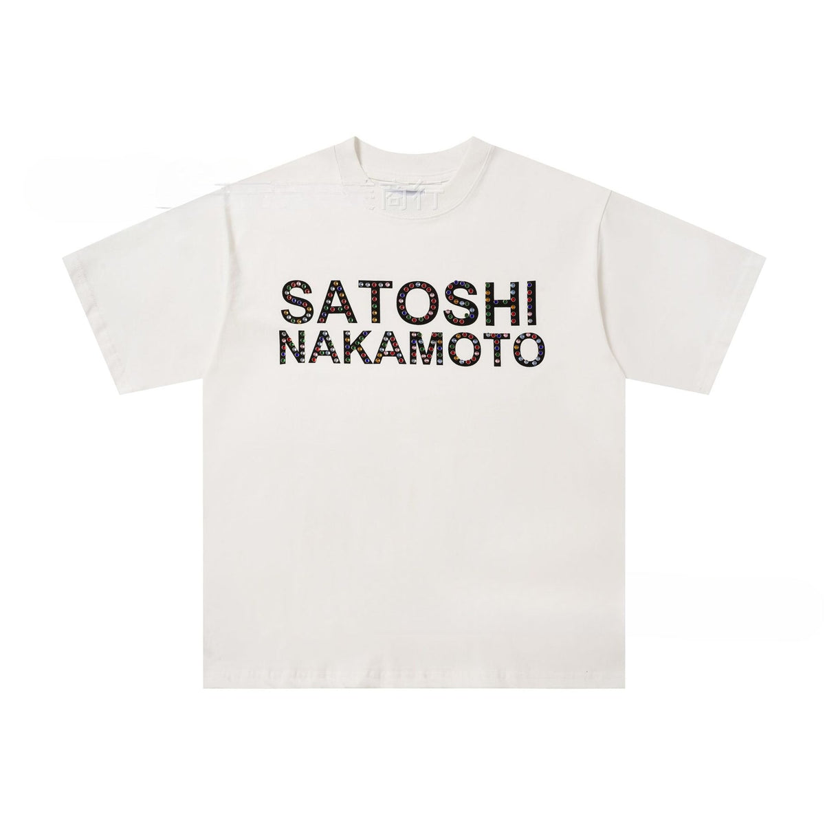 Satoshi Nakamoto Letter Graphic Washed Crew Neck Short Sleeve T-Shirt