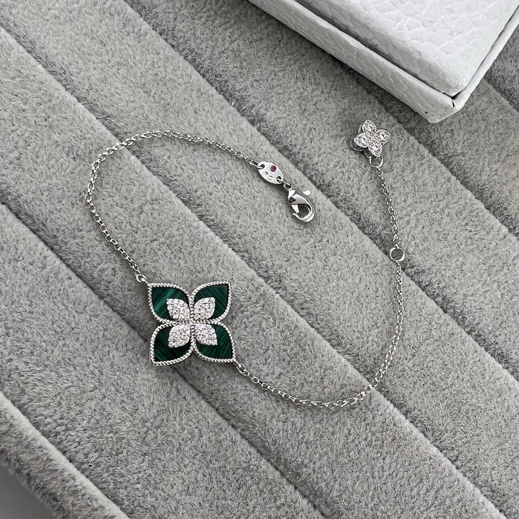 Roberto Coin Style Four-Leaf Clover Cubic Zirconia Bracelet