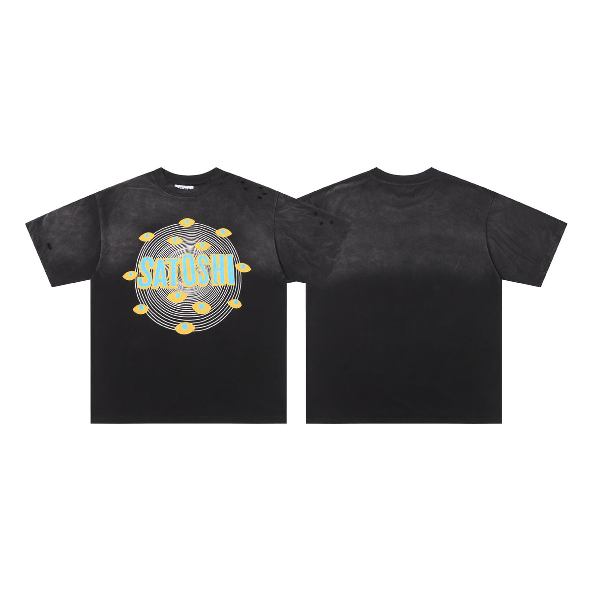 Satoshi Nakamoto Letter Graphic Washed Crew Neck Short Sleeve T-Shirt