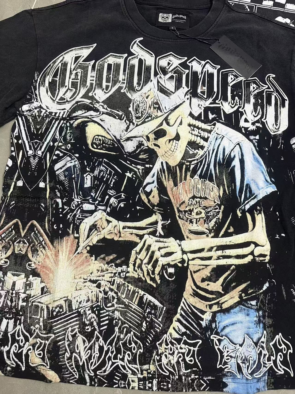 Godspeed No Pain No Gain Washed Black Graphic T-Shirt