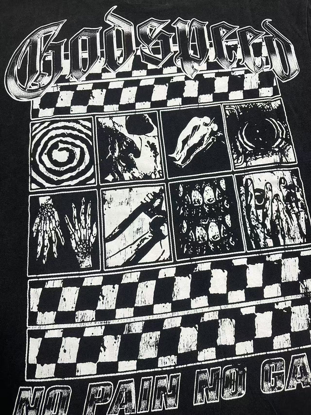 Godspeed No Pain No Gain Washed Black Graphic T-Shirt