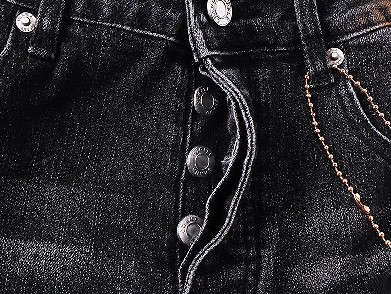 Purple Brand Distressed Paint-Splatter Flared Jeans