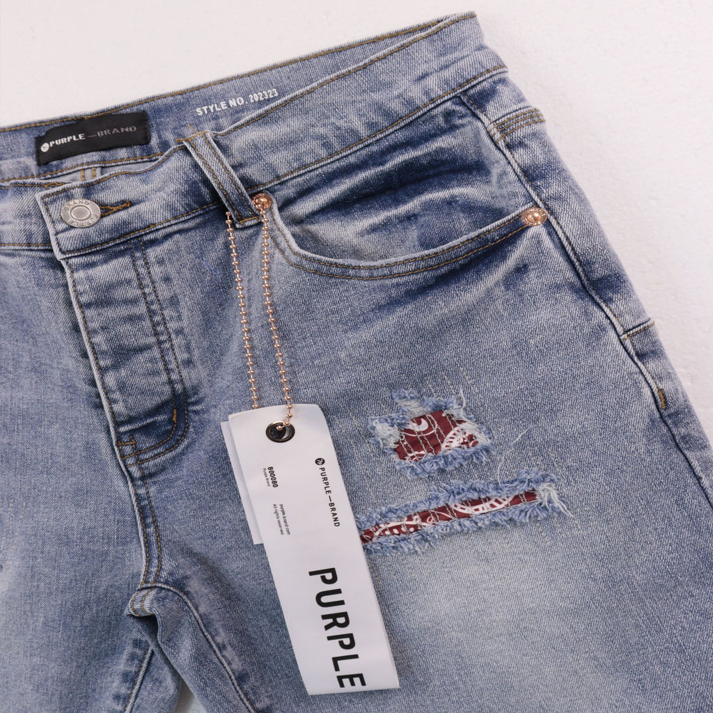 Purple Brand Distressed Patch Denim Shorts