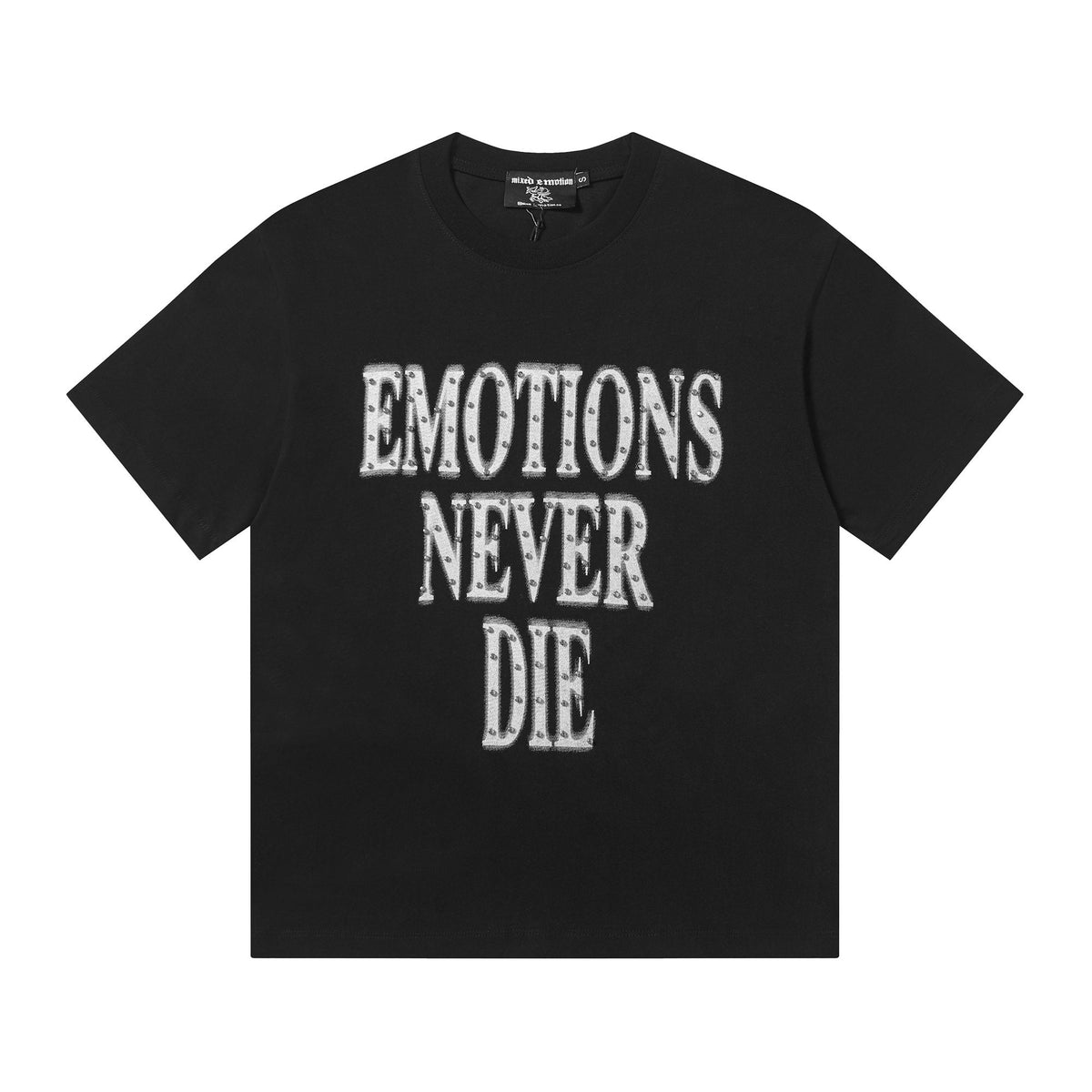 MIXED EMOTION Never Die Monogram Graphic T-Shirt