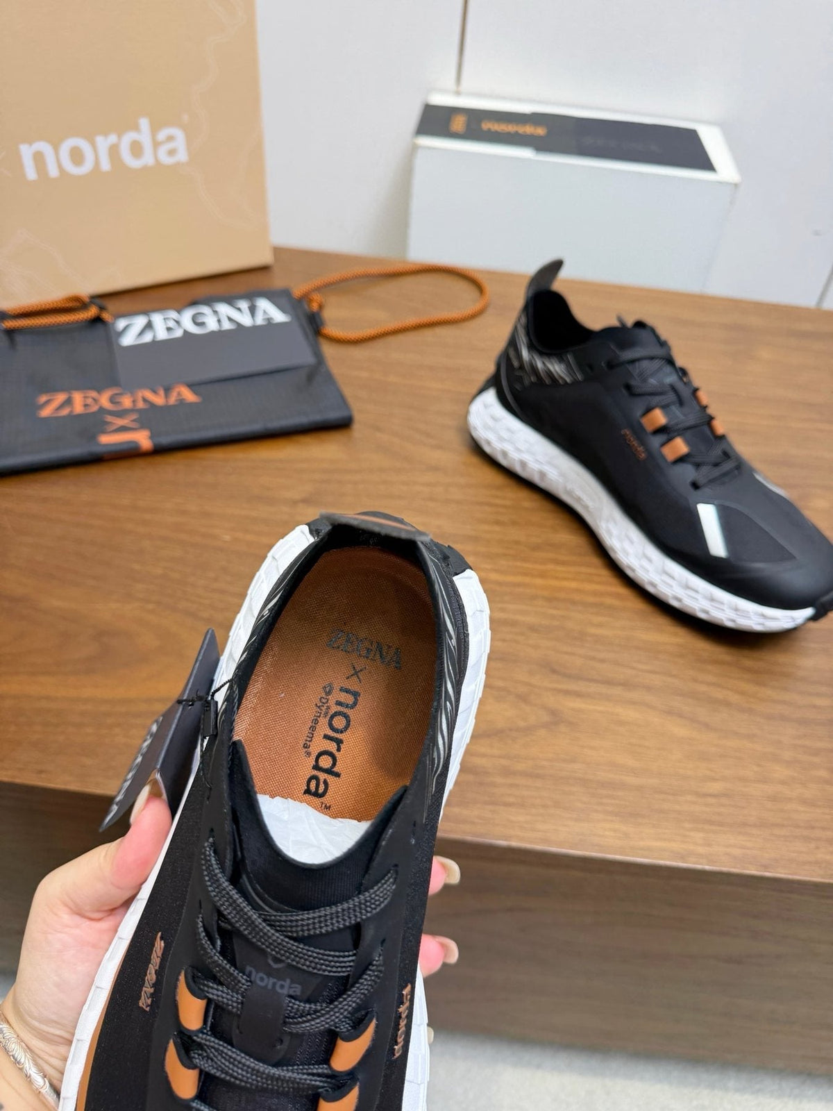 ZEGNA Black Orange Running Shoes
