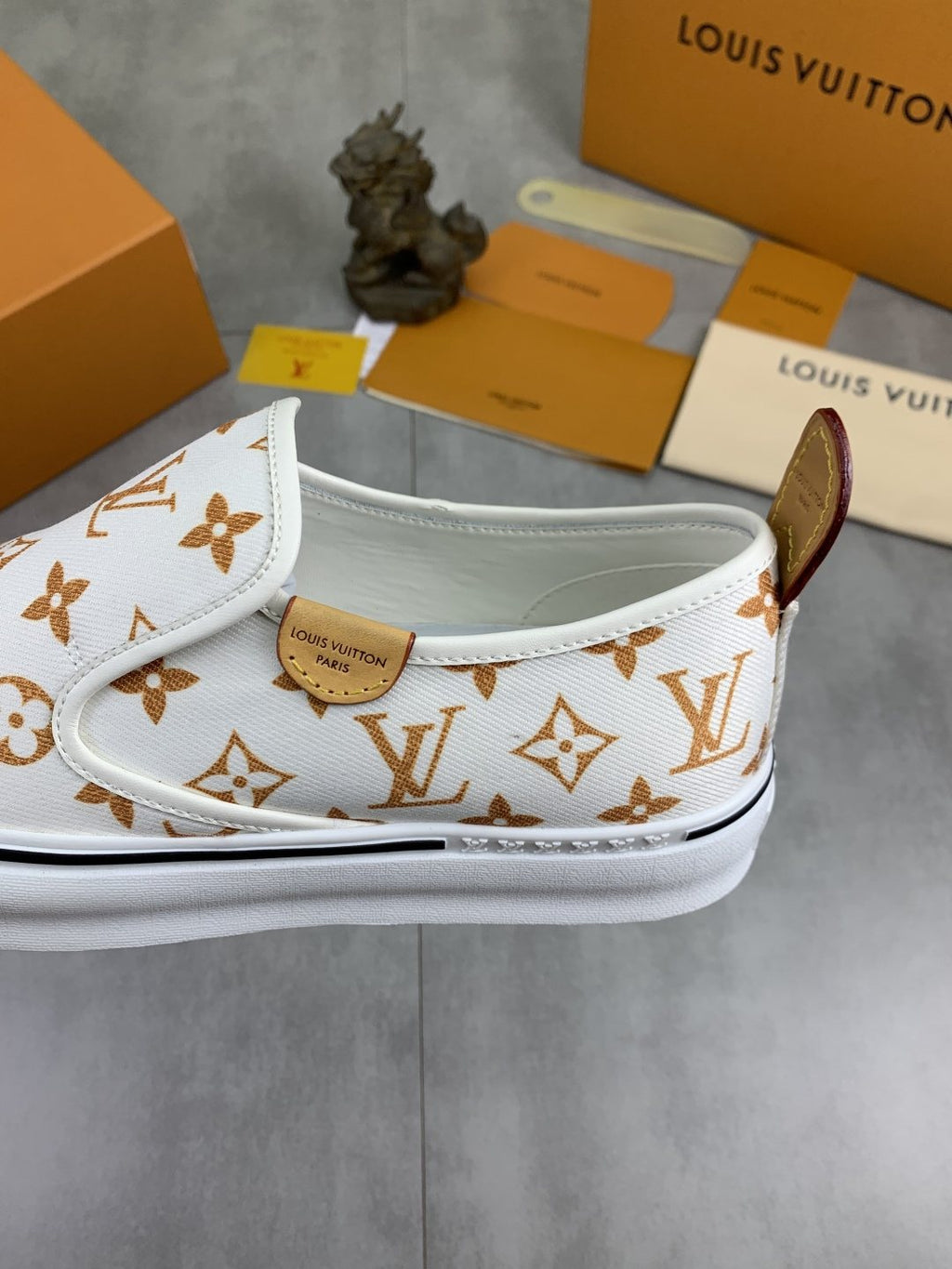 Louis Vuitton White Printed Slip-On Shoes