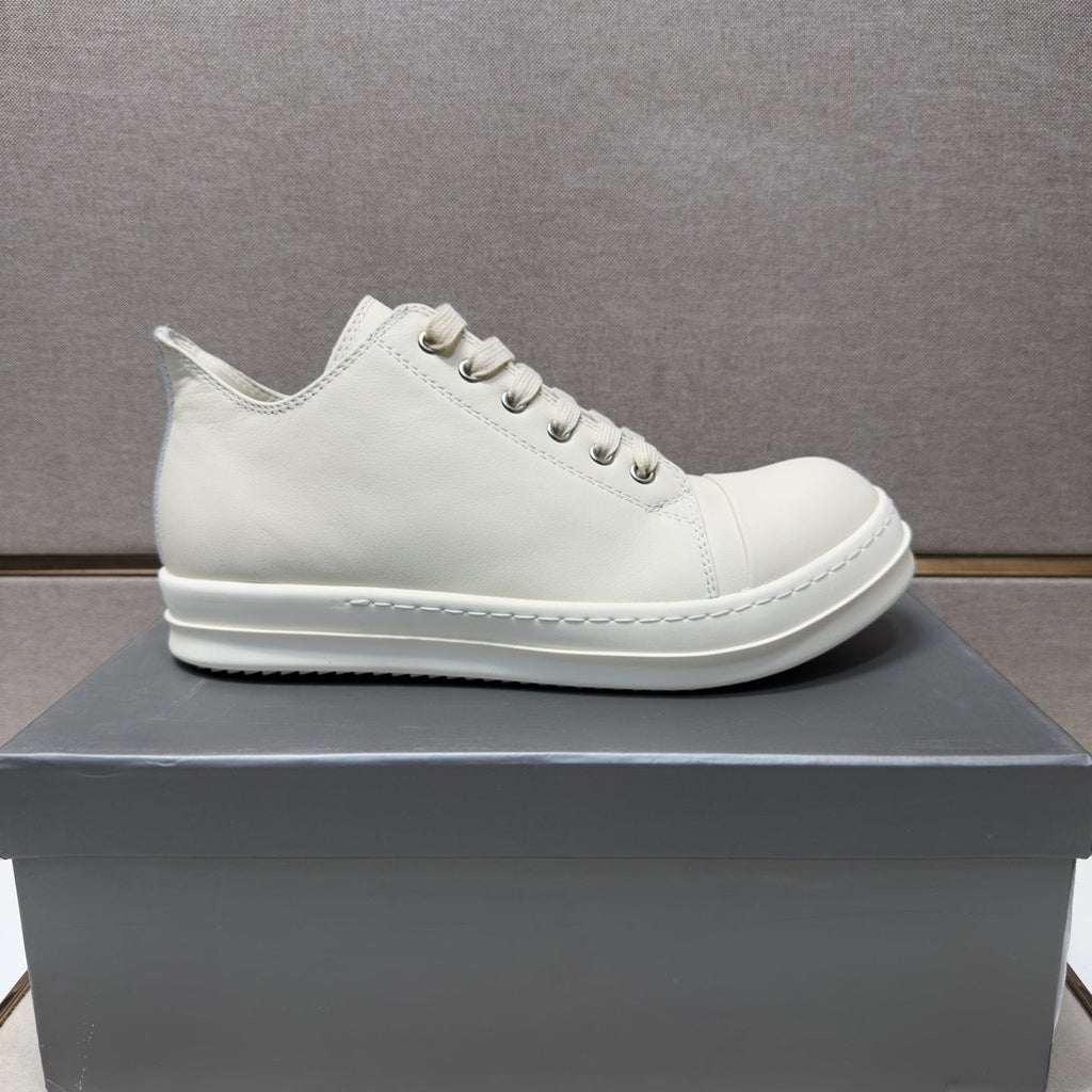 White Leather Low-Top Sneakers
