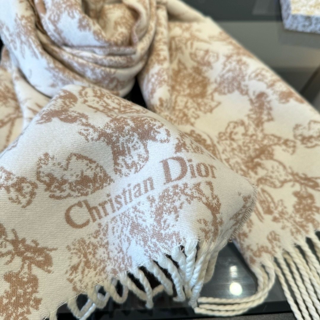 Dior Botanical Toile Fringed Scarf