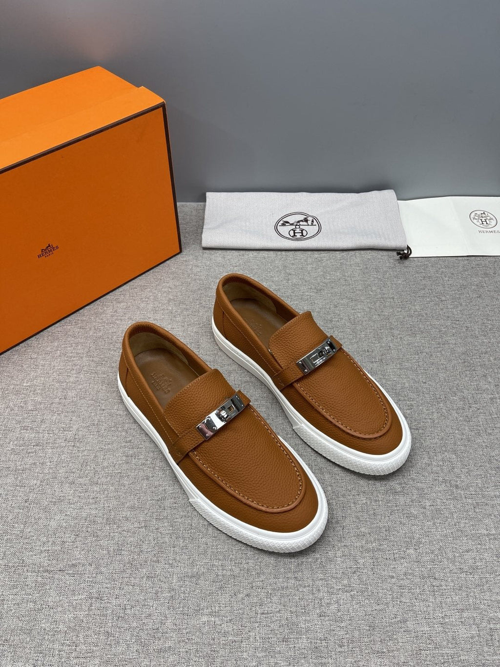 Hermès Textured Bar Loafers