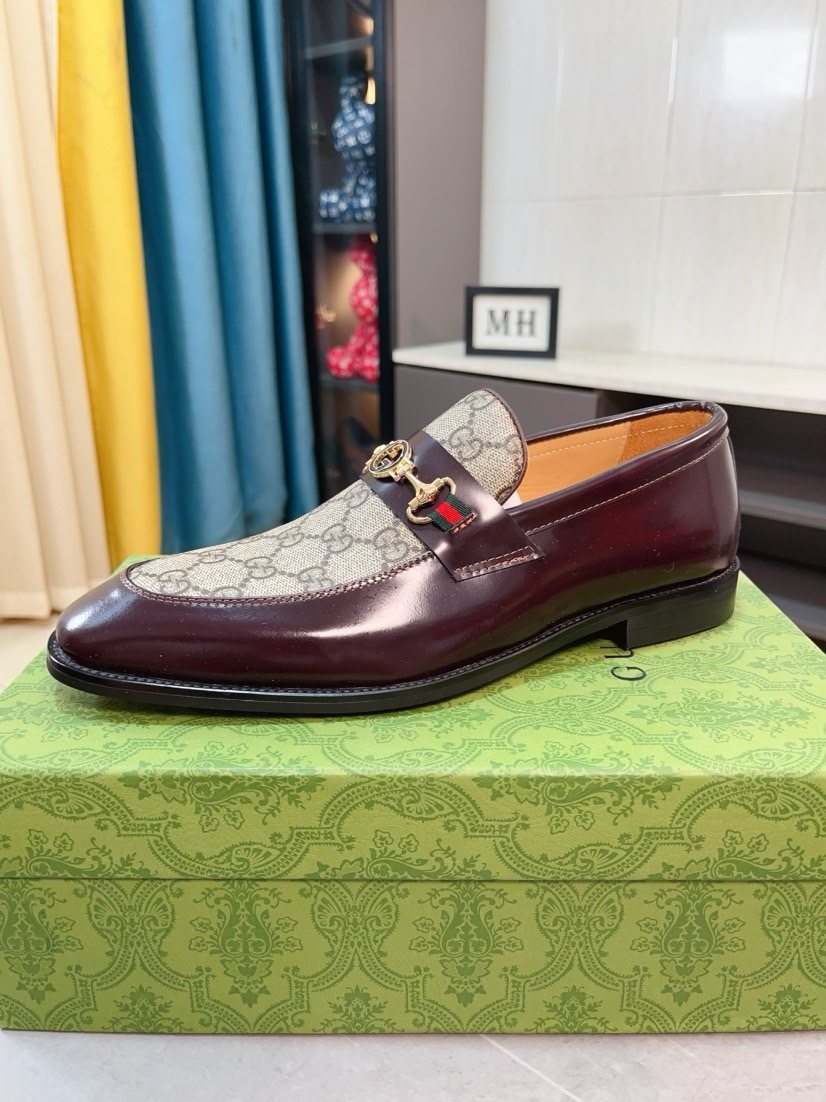 Gucci Monogram Metal Bit Loafers