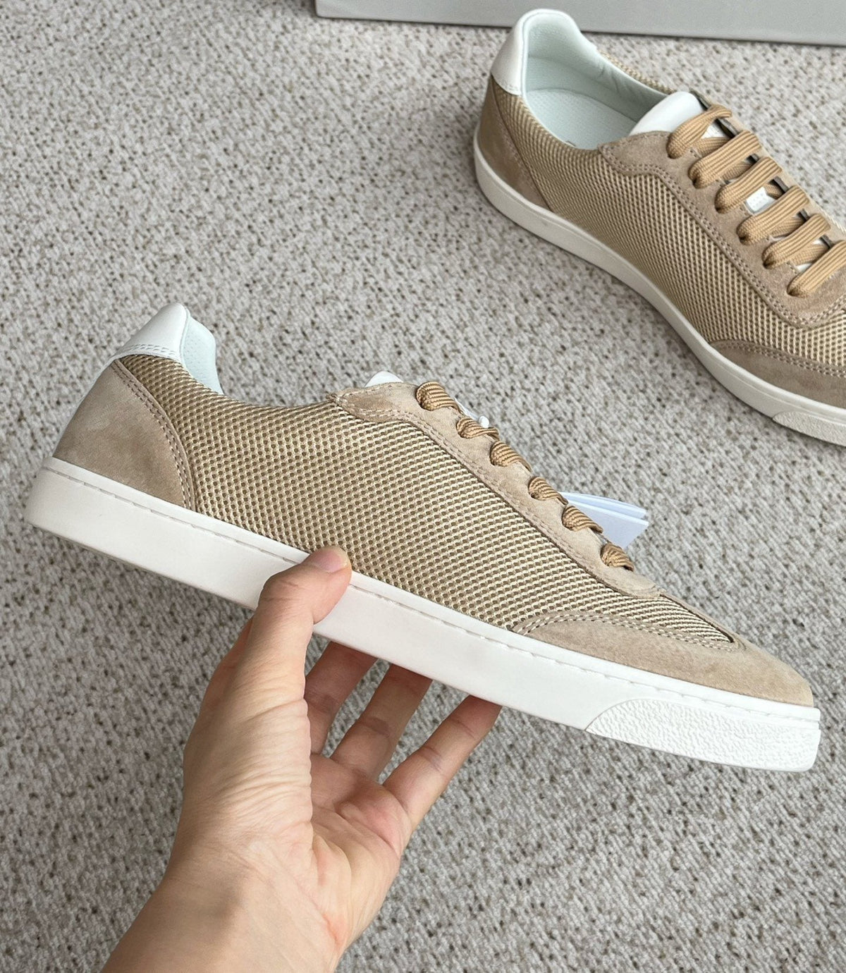 Brunello Cucinelli Men's Low-Top Lace-Up Sneakers - White Rubber Sole
