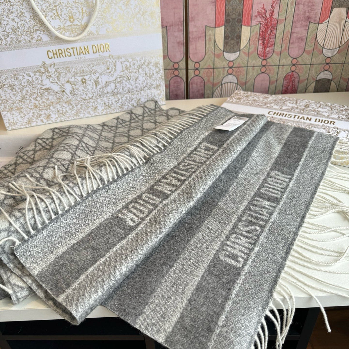 Dior Geometric Fringed Scarf