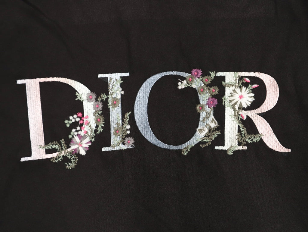 Dior Floral-Detail Back-Logo Varsity Jacket - Black