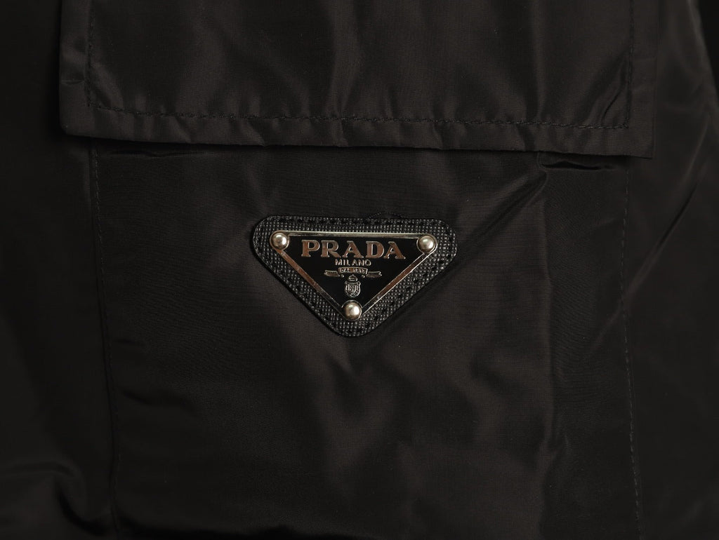 Prada Triangle-Emblem Pocket-Detail Zip Jacket - Black